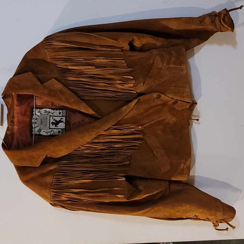 Vintage woman's Western  genuine brown suede size M jacket